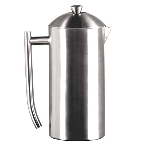 Frieling USA Doppelwandige French-Press-Kaffeemaschine aus Edelstahl mit Zero-Sediment-Dual-Screen