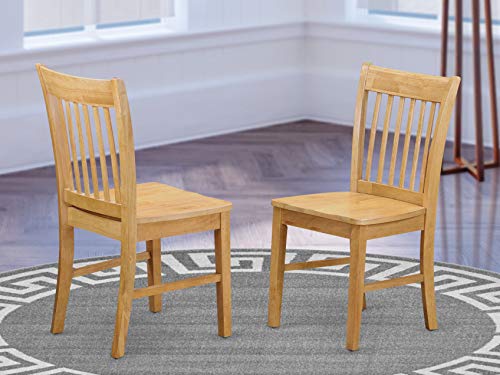 East West Furniture -- DROPSHIP East West Möbel NFC-OAK-W Norfolk Mitte des Jahrhunderts Esszimmerstühle - Holzsitz und OAK Massivholzrahmen modernen Esszimmerstuhl 2er-Set