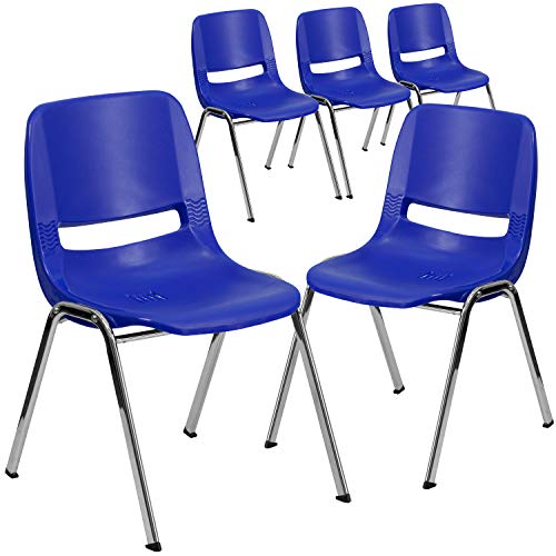 Flash Furniture 5 Pk. HERCULES Series 440 lb. Kapazität Ergonomischer Shell Stack-Stuhl für Kinder mit Chromrahmen und 14 'Sitzhöhe