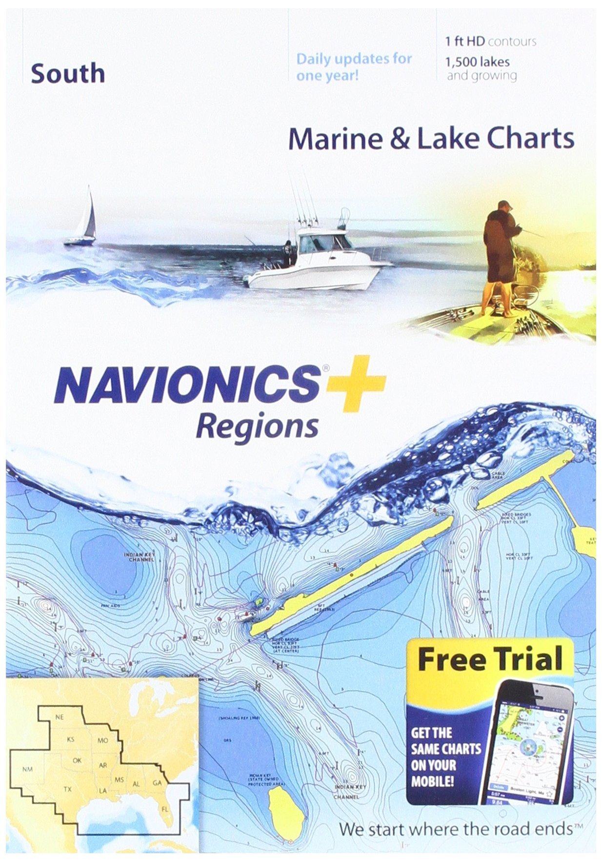Navionics Plus Meeres- und Seekarten der Regionen Süd auf SD/MSD