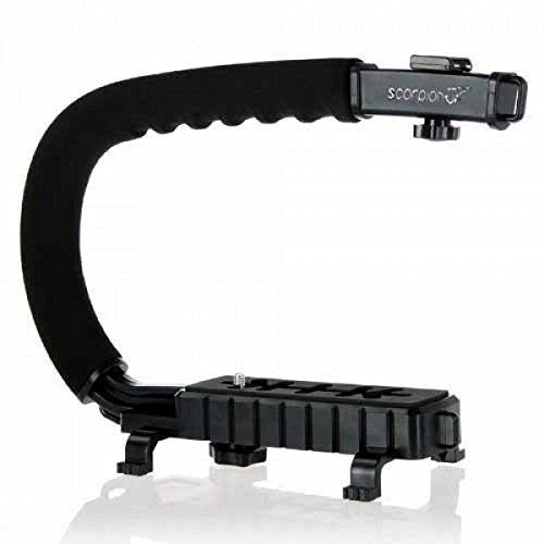 Cam Caddie Stabilisierungsgriff der Scorpion Jr.-Videokamera mit mitgelieferten Smartphone- und GoPro-kompatiblen Halterungen - Schwarz (0CC-0100-JR-BLK)