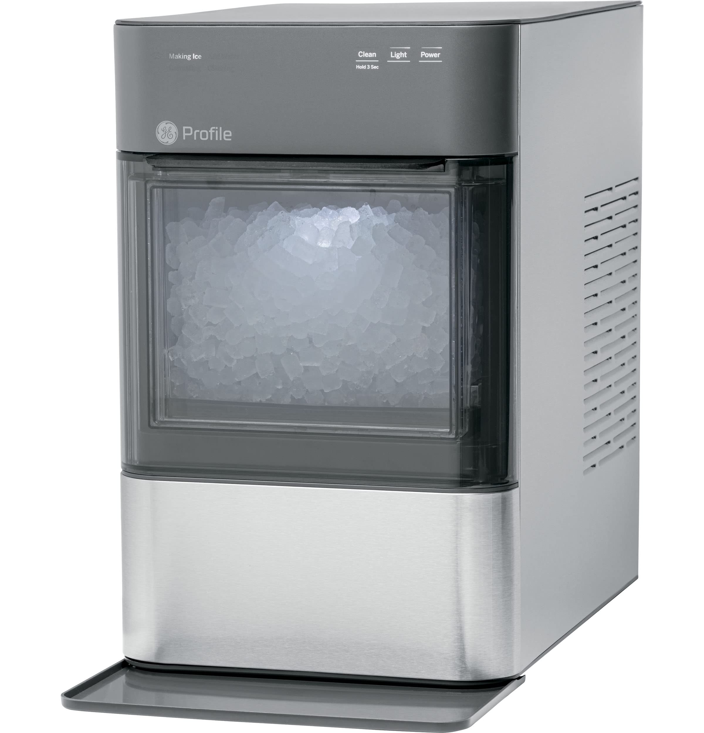 GE Profil Opal 2.0 | Nugt-Eisbereiter für die Arbeitsplatte | Eismaschine mit WiFi-Konnektivität | Smart-Home-Küchen-Essentials | Edelstahl