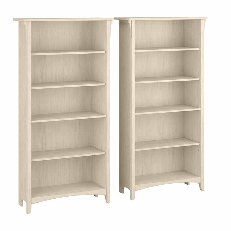 Bush Furniture Salinas hohes Bücherregal mit 5 Regalen – 2er-Set