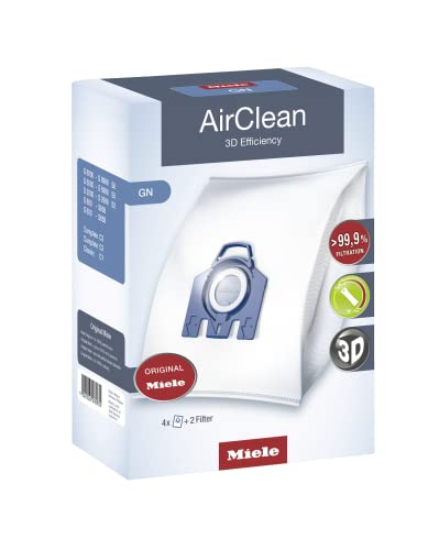 Miele GN AirClean 3D Efficiency Staubsaugerbeutel – 2 Boxen – inklusive 8 Original-Airclean-GN-Beuteln + 2 Original-Super-Air-Clean-Filter + 2 Original-Vormotorschutzfilter