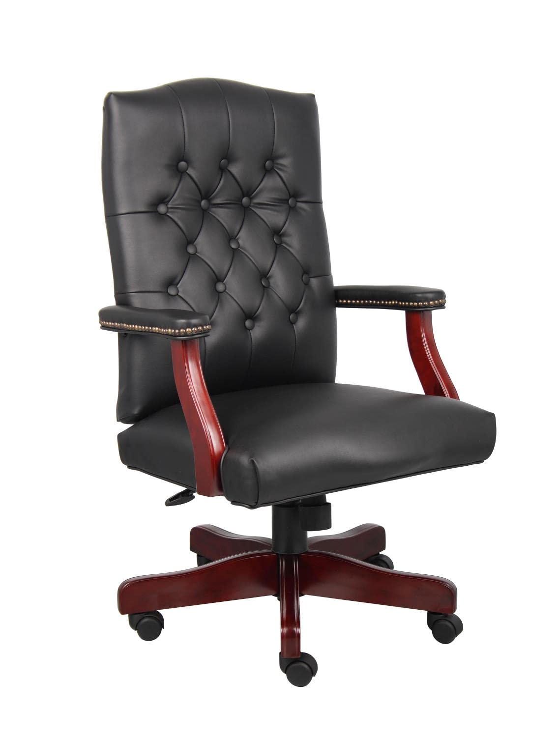 Boss Office Products Office Products Klassischer Executive-Caressoft-Stuhl mit Mahagoni-Finish in Schwarz