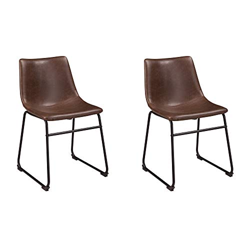 Ashley Furniture Signature Design - Centiar Dining Chairs - 2er-Set - Moderner Stil der Mitte des Jahrhunderts - Black Metal Base - Brauner Kunstleder-Schalensitz