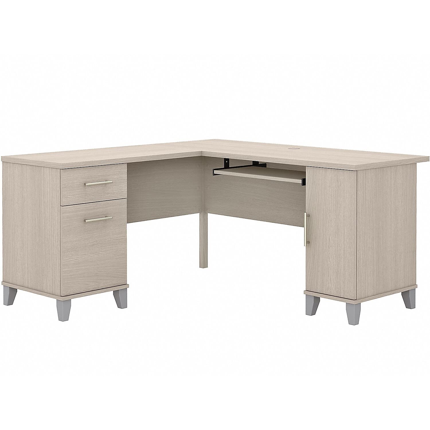 Bush Furniture Somerset 60W L-förmiger Schreibtisch mit Stauraum in Sandeiche