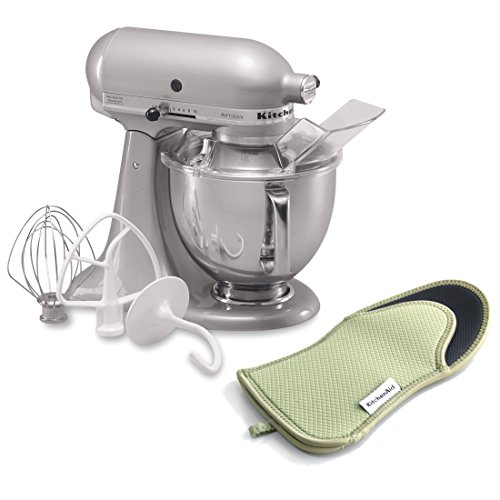 KitchenAid KSM150PSMC Artisan-Serie 5-Qt. Standmixer mit Ausgießschutz – Metallic-Chrom