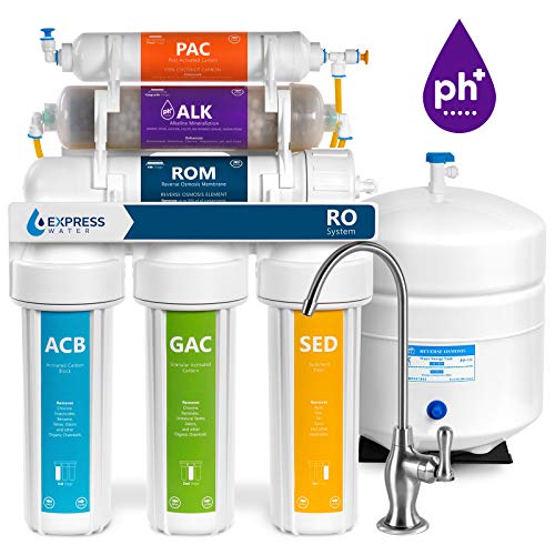  Express Water Alkalisches Umkehrosmose-Wasserfiltrationssystem – 10-stufiger RO-Wasserfilter mit Wasserhahn und Tank – Untertisch-Wasserfilter – mit alkalischem Filter für zusätzliche essentielle...