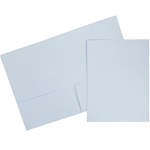 JAM Paper Premium-Mappen aus mattem Karton mit zwei Taschen – Babyblau – 6 Stück