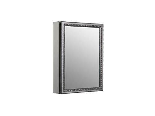 KOHLER K-CB-CLW2026SS 20 Zoll x 26 Zoll Aluminium-Badezimmer-Medizinschrank mit dekorativer silberner Spiegeltür; Aussparung oder Aufputzmontage