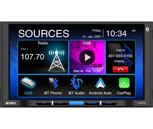 JENSEN CAR710 7? Mechless Multimedia Receiver mit Apple CarPlay l Android Auto l Integriertes Bluetooth l 240 Watt MOSFET-Leistung (60 W x 4)