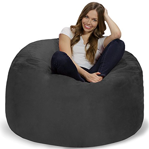 GT Ventures -- DROPSHIP Chill Sack Sitzsack: Riesiger 4'-Möbelsitzsack aus Memory-Schaum – großes Sofa mit weichem Mikrofaserbezug – Anthrazit