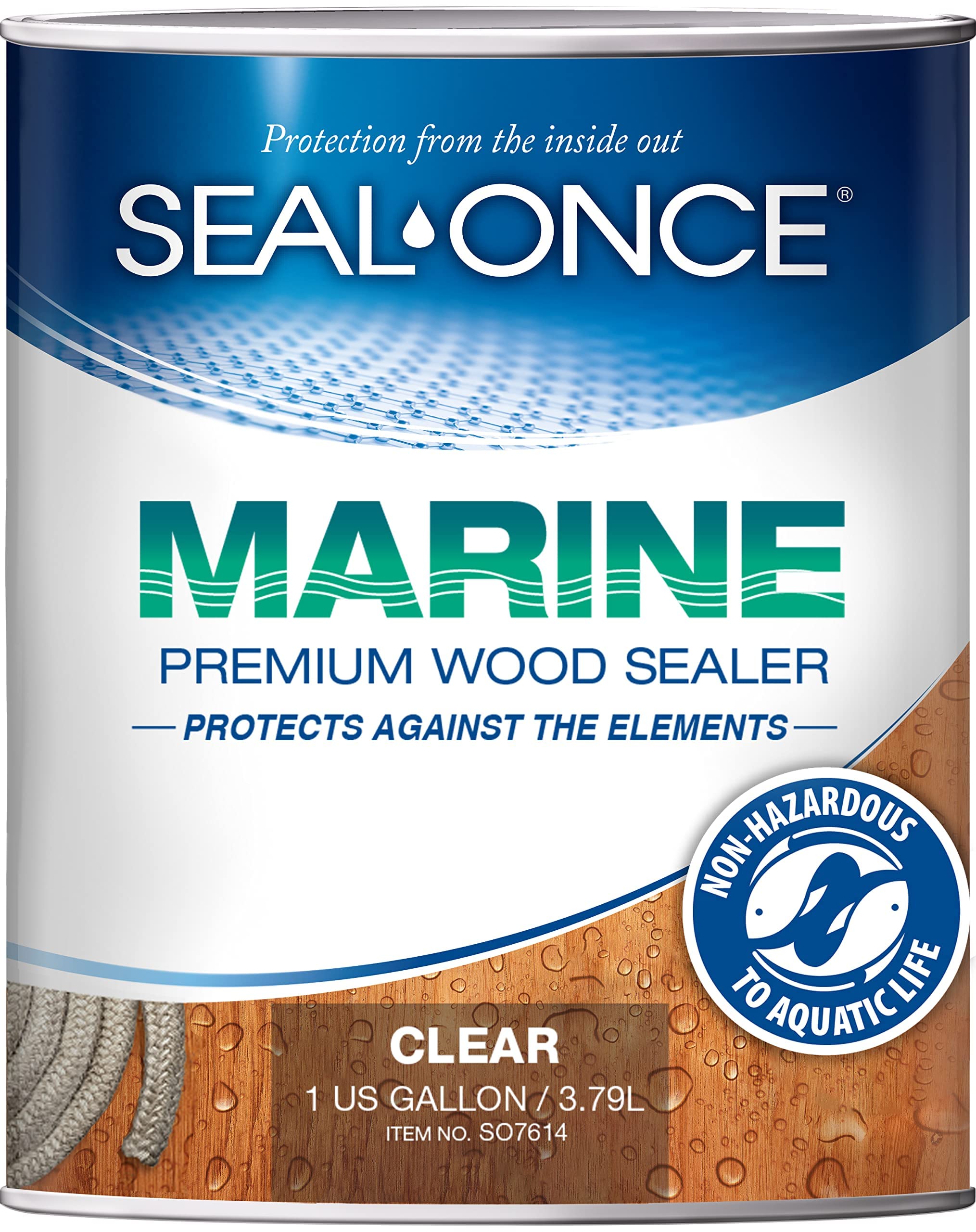 Seal-Once Marine Premium Holzversiegelung – wasserfestes Versiegelungsmittel – Holzlasur und Versiegelung in einem – 1 Gallone & transparent