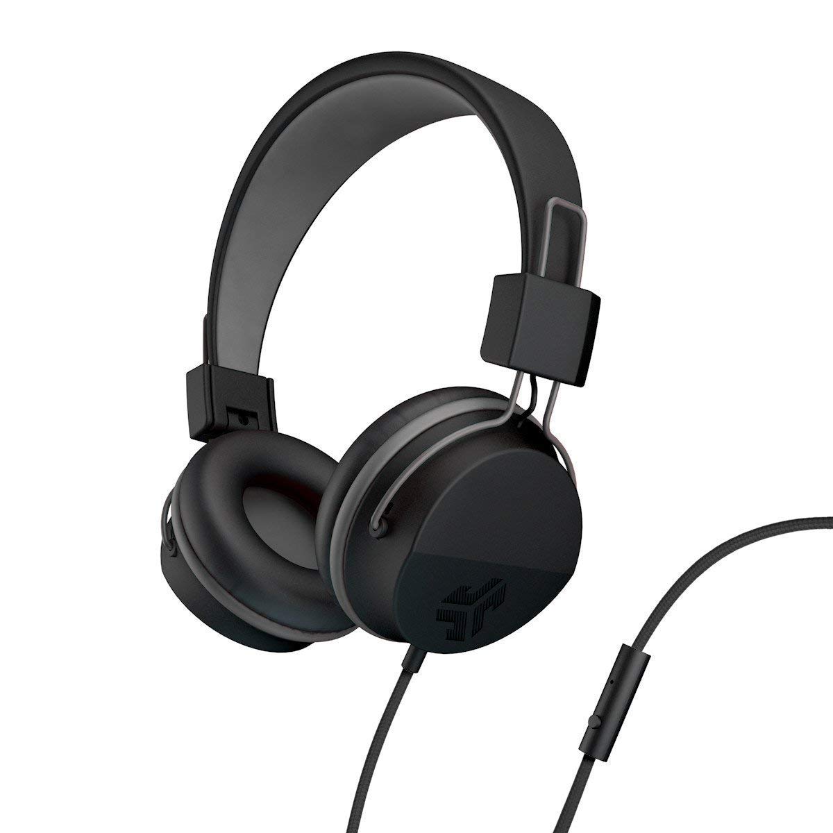 JLAB Neon faltbare On-Ear-Kopfhörer | Kabelgebundene Kopfhörer | Kabel ohne Kabelsalat | Geräuschisolierung | 40-mm-Neodym-Treiber | C3-Sound (kristallklare Klarheit) | Schwarz