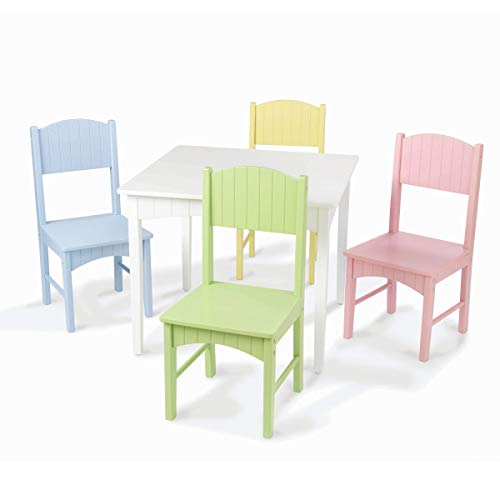 KidKraft Nantucket Kinder Holztisch & 4 Stühle Set mit Wainscoting Detail - Pastell