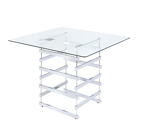 Acme Furniture ACME Nadie Thekenhöhentisch – 72590 – Chrom und klares Glas