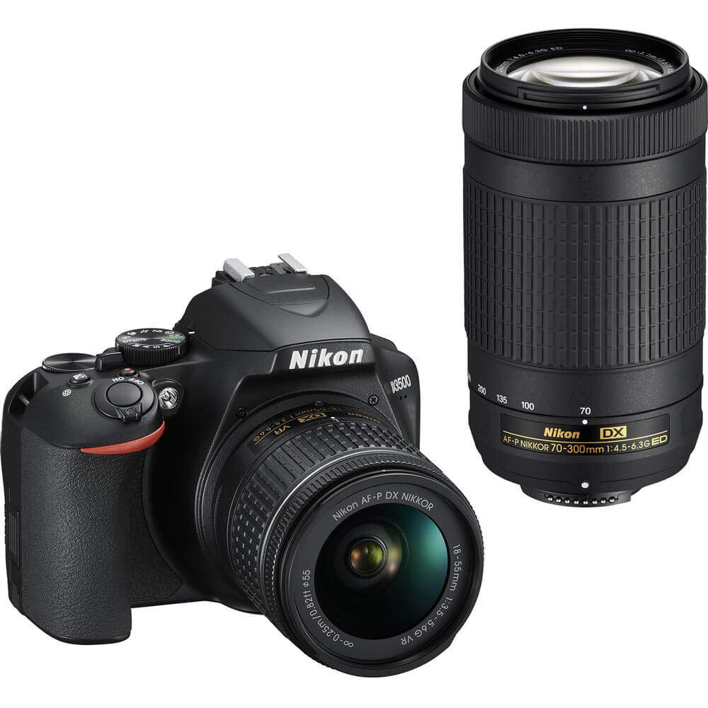 Nikon D3500 DSLR-Kamera mit AF-P DX NIKKOR 18-55 mm Objektiv (schwarz)